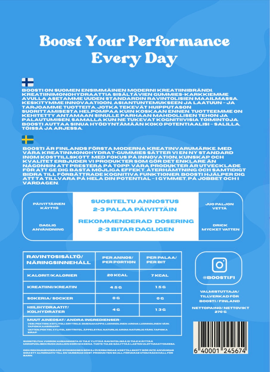 Creatine, kreatiini, kreatin, boosti, training, kosttillskott, kreatingummies, kreatiinigummies, creatinegummies