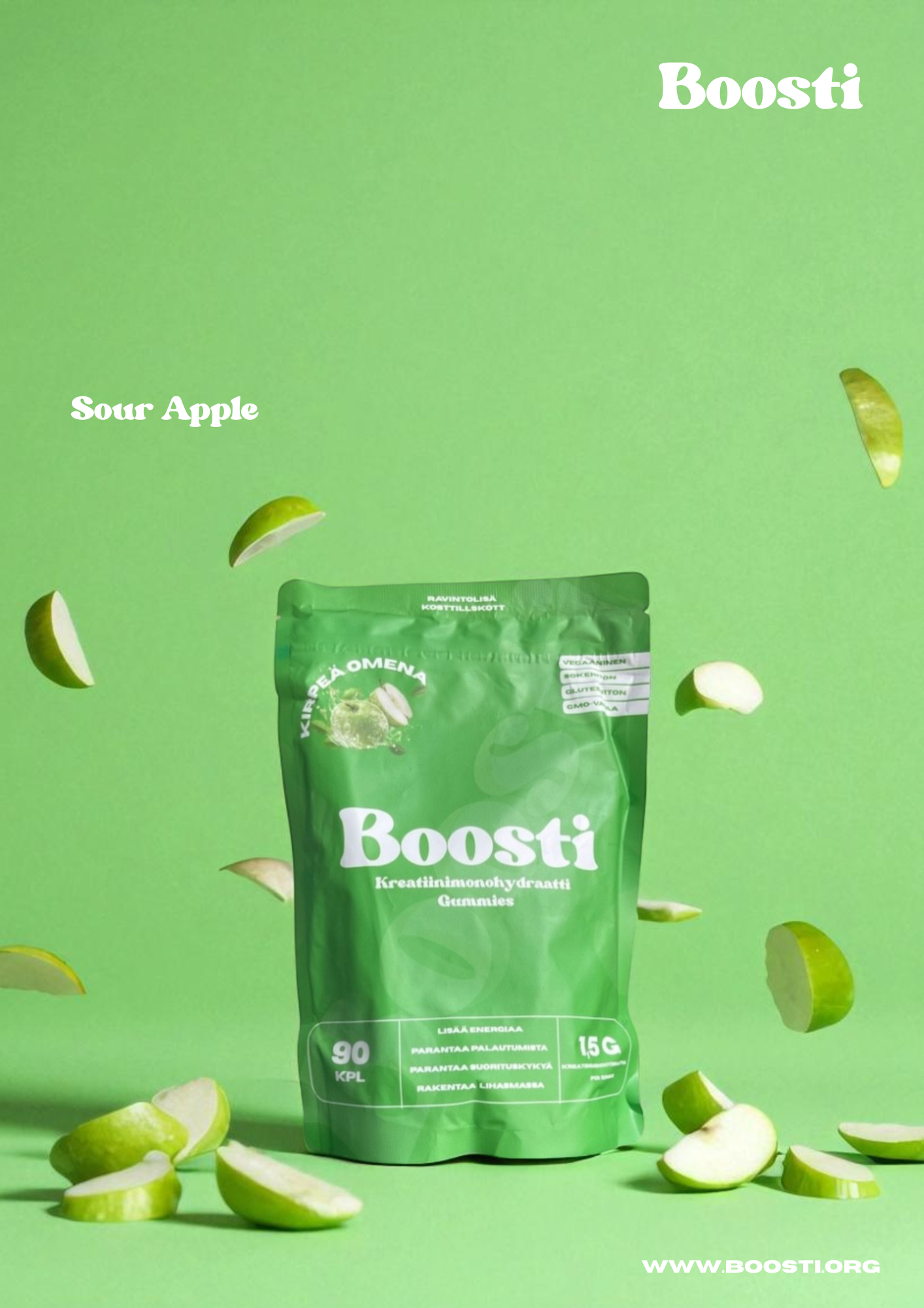 Boosti Kreatiini Monohydraatti Gummies SOUR APPLE